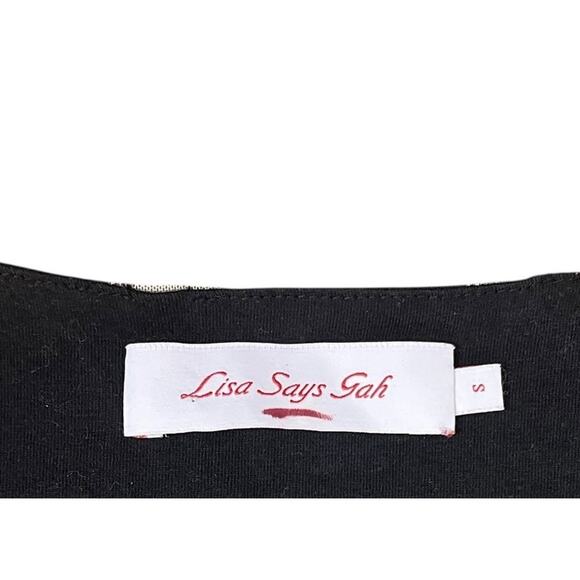 Lisa Says Gah Lara Mini Dress Rug Black White Retro Long Sleeve Size Small - Picture 5 of 5